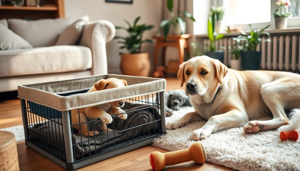 Crate Training A Puppy with an Older Dog